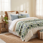 Rustling Reed Hand-Embroidered Cotton Suzani Throw