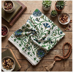 Rustling Reed Hand-Embroidered Cotton Suzani Throw