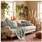 Rustling Reed Hand-Embroidered Cotton Suzani Throw
