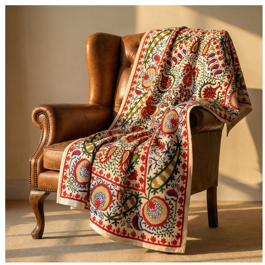 Velvet Vesper Hand-Embroidered Luxury Throw