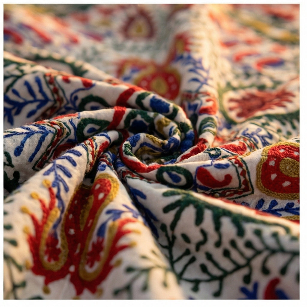 Velvet Vesper Hand-Embroidered Luxury Throw