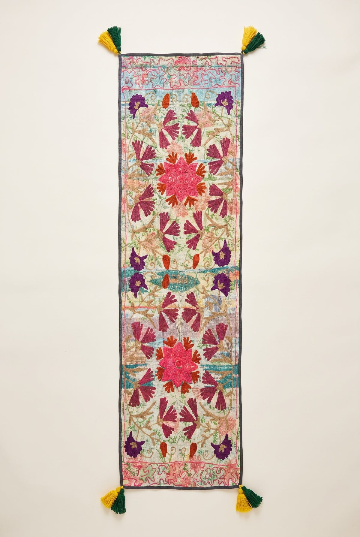 Birch Garden Exclusive Hand Embroidered Suzani Kantha Runner