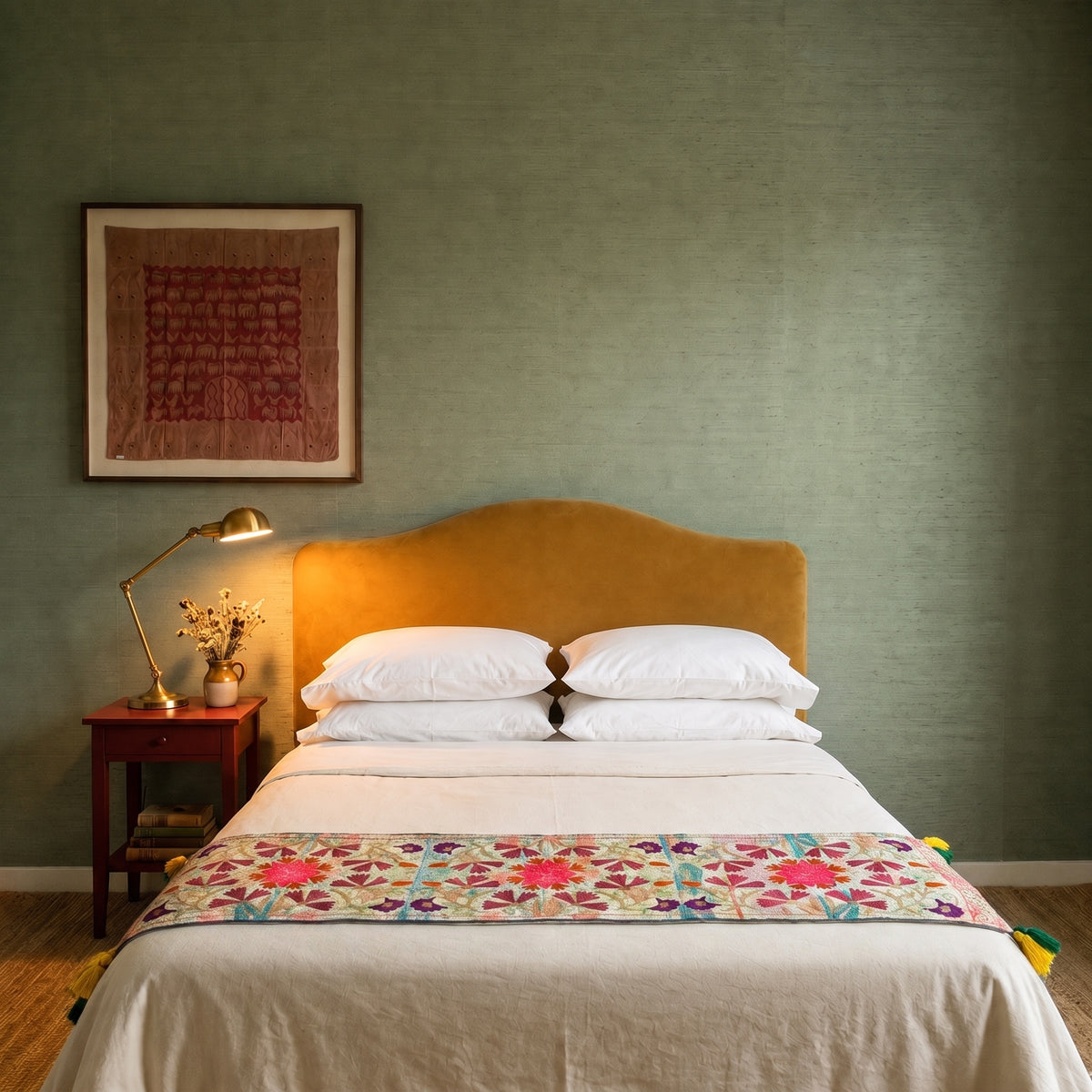 Birch Garden Exclusive Hand Embroidered Suzani Kantha Runner
