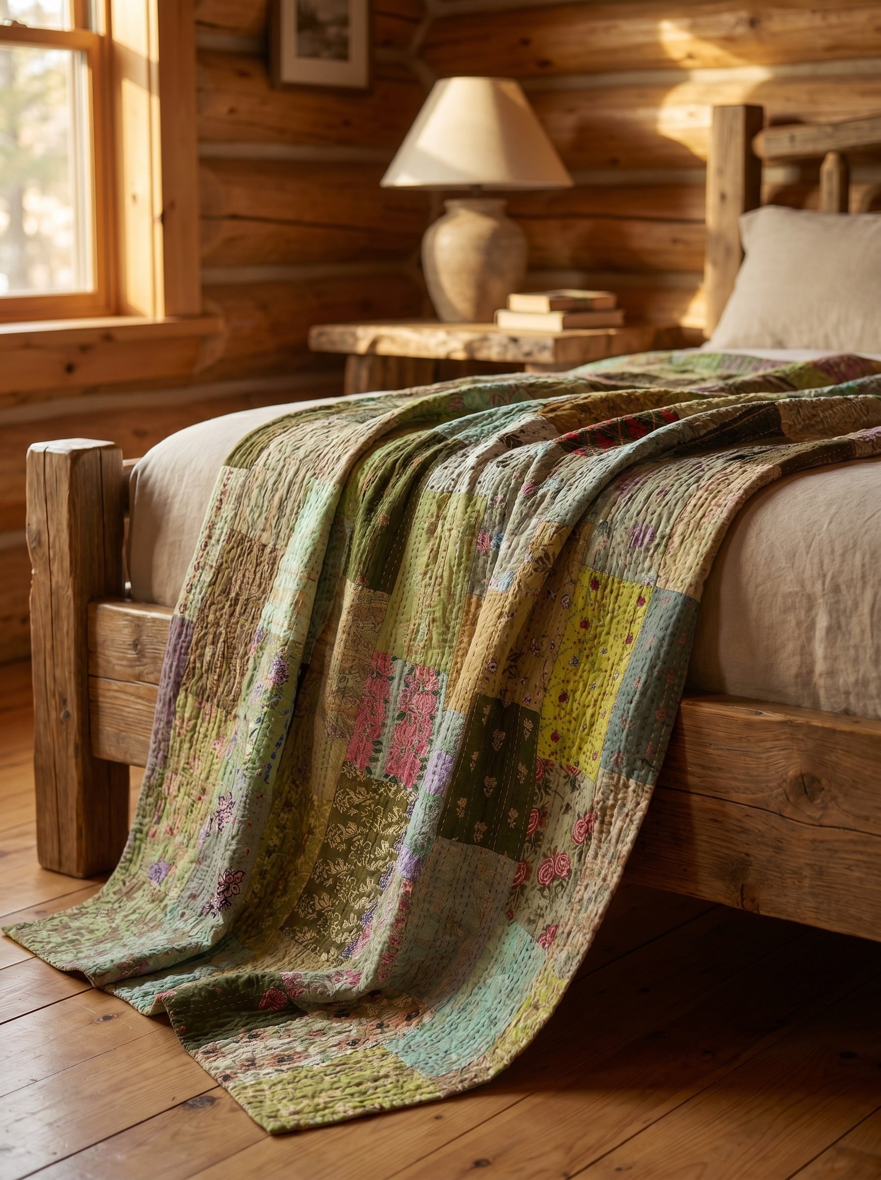 Silken Mist Luxury Patola Kantha Bedspread