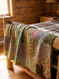 Saffron Glow Handmade Patola King Kantha Bedspread