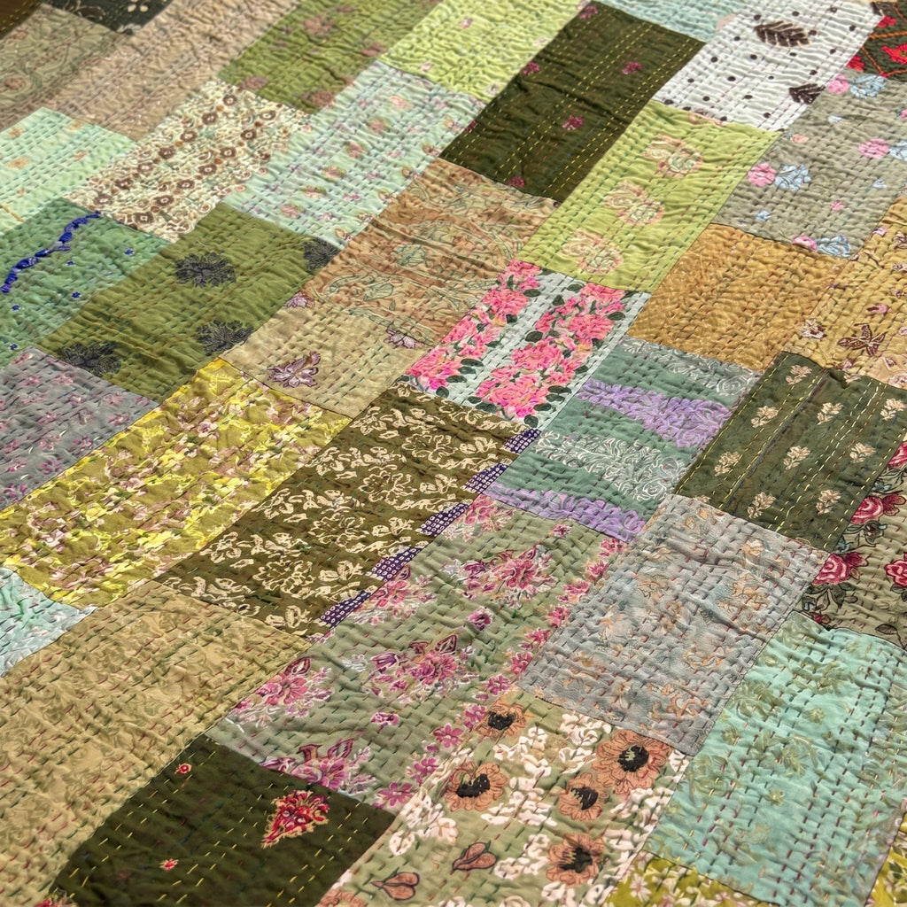Silken Mist Luxury Patola Kantha Bedspread
