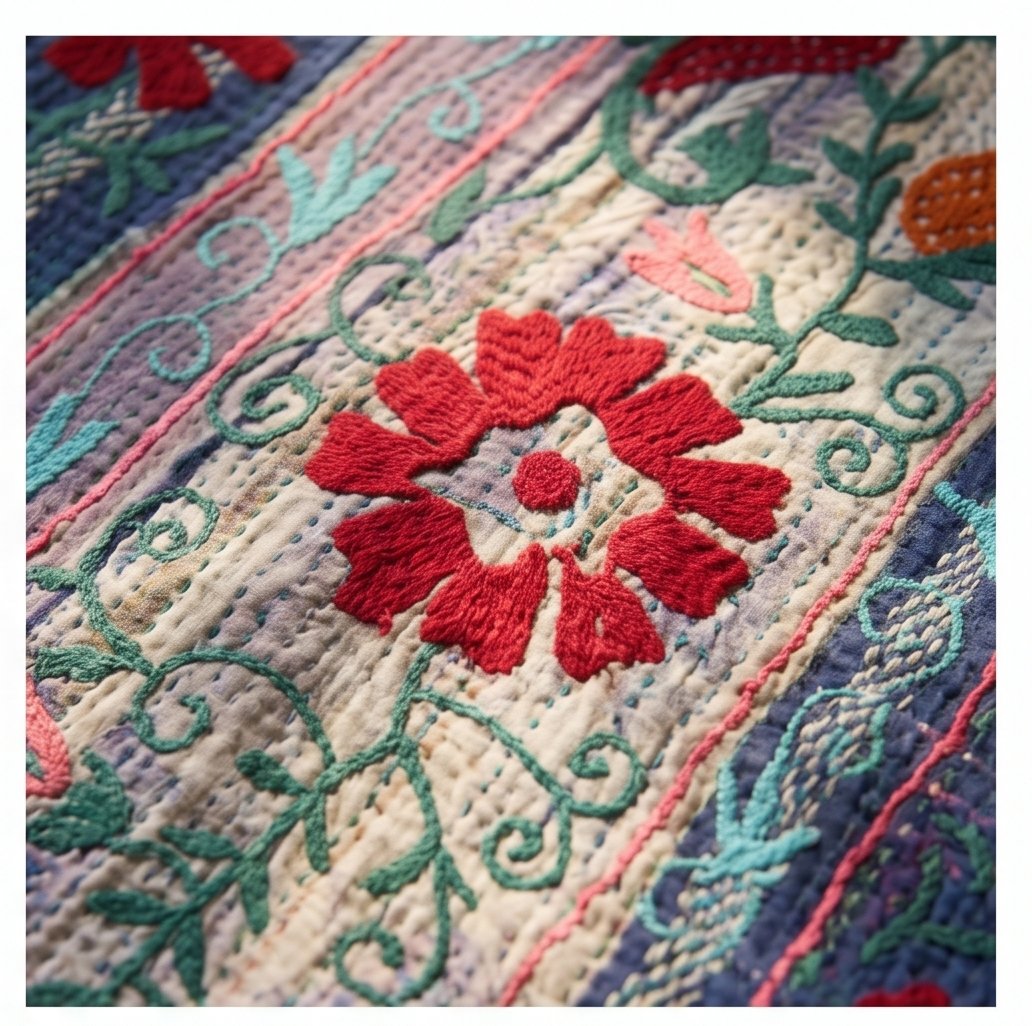 Terracotta Hearth Luxury Vintage Suzani Kantha Throw