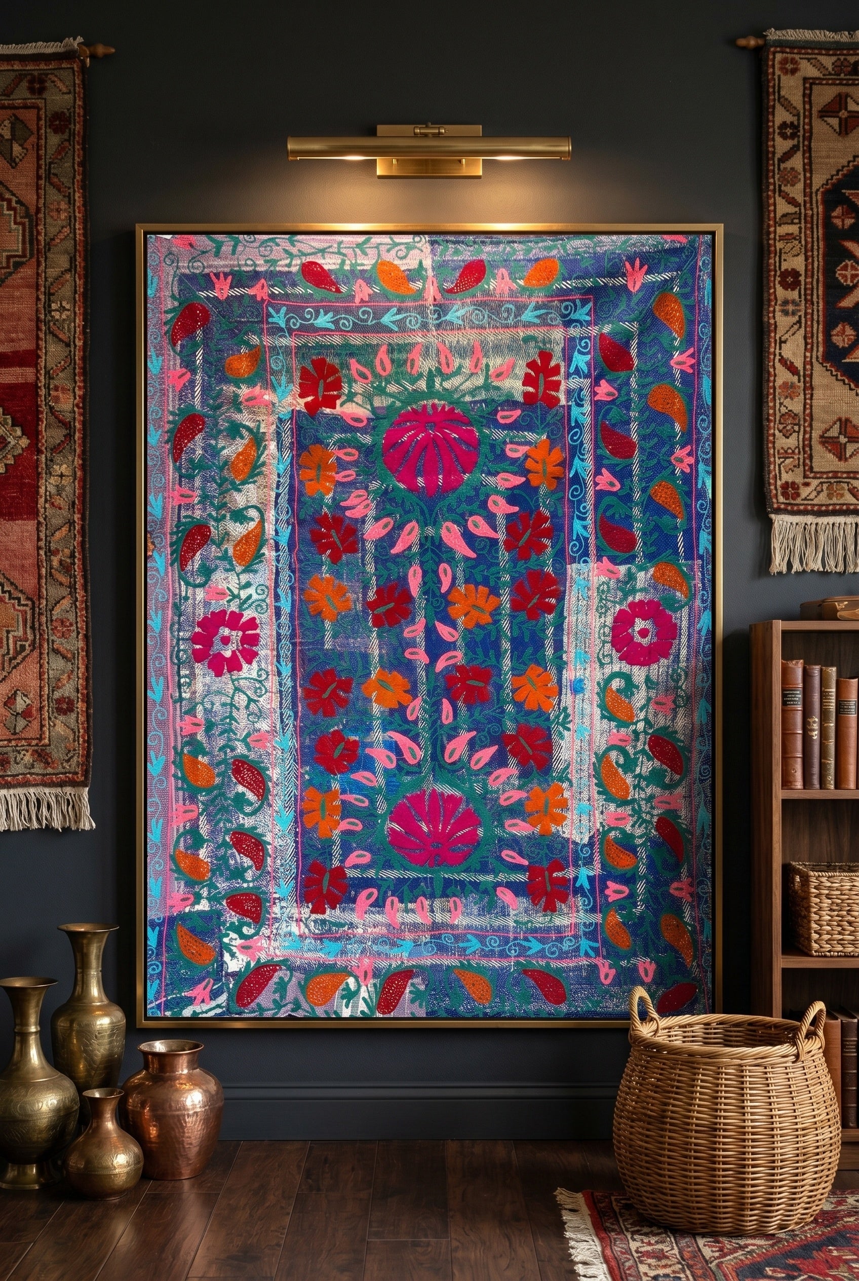 Terracotta Hearth Luxury Vintage Suzani Kantha Throw
