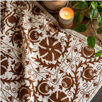 Trailing Thorn Hand-Embroidered Cotton Suzani Throw