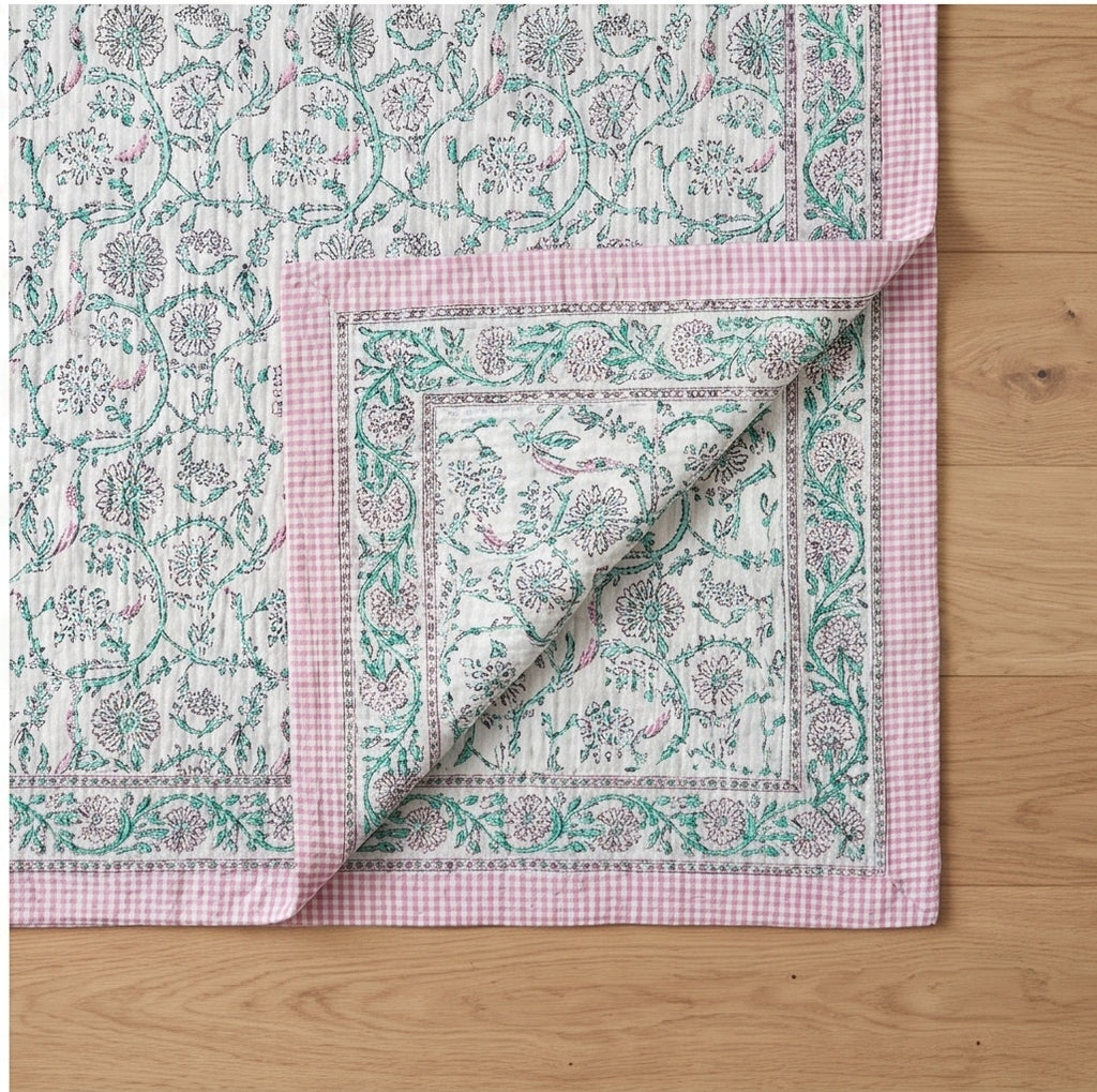 Heritage Indigo Handmade Kantha Queen bedspread