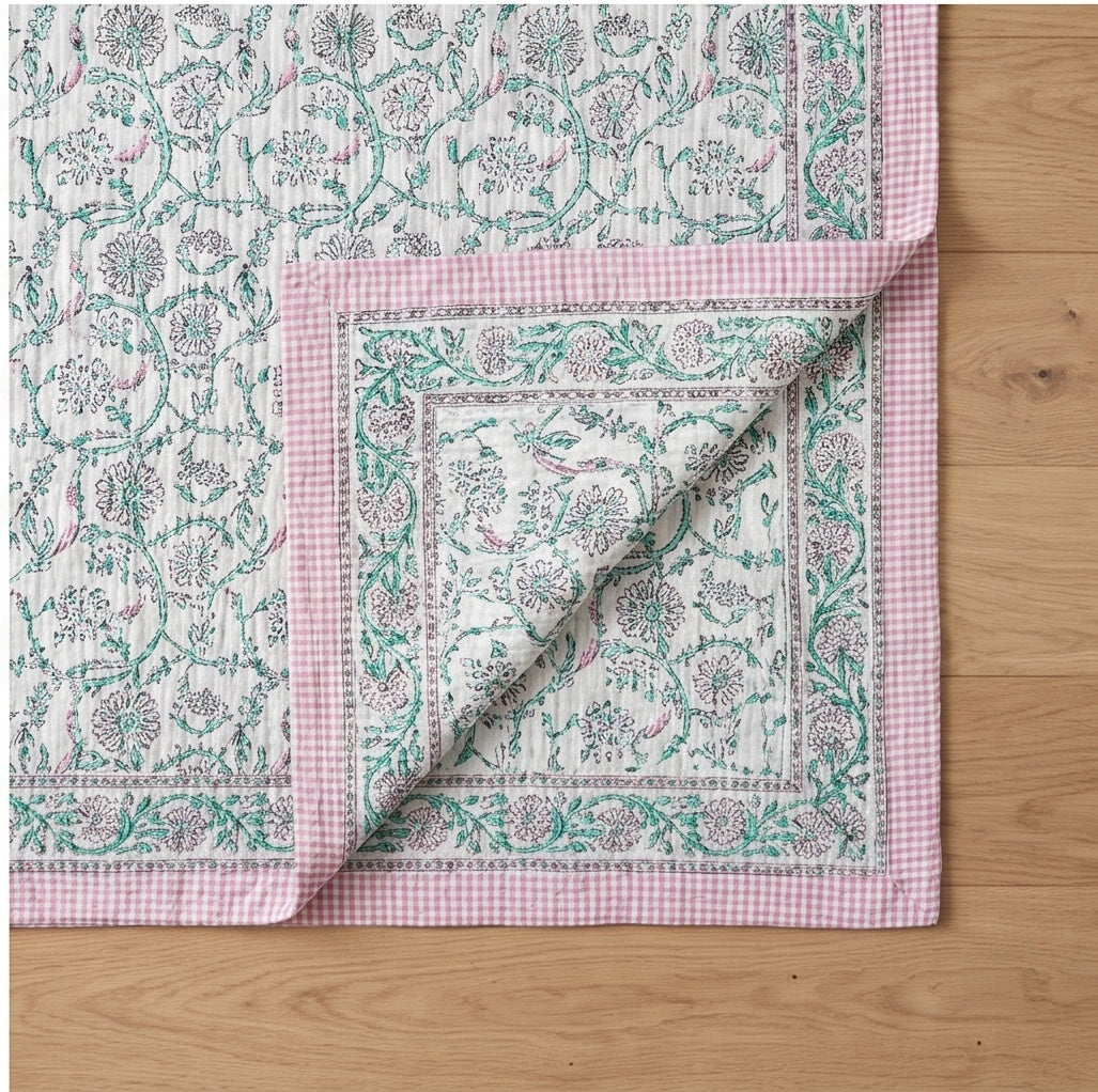 Heritage Indigo Handmade Kantha Queen bedspread