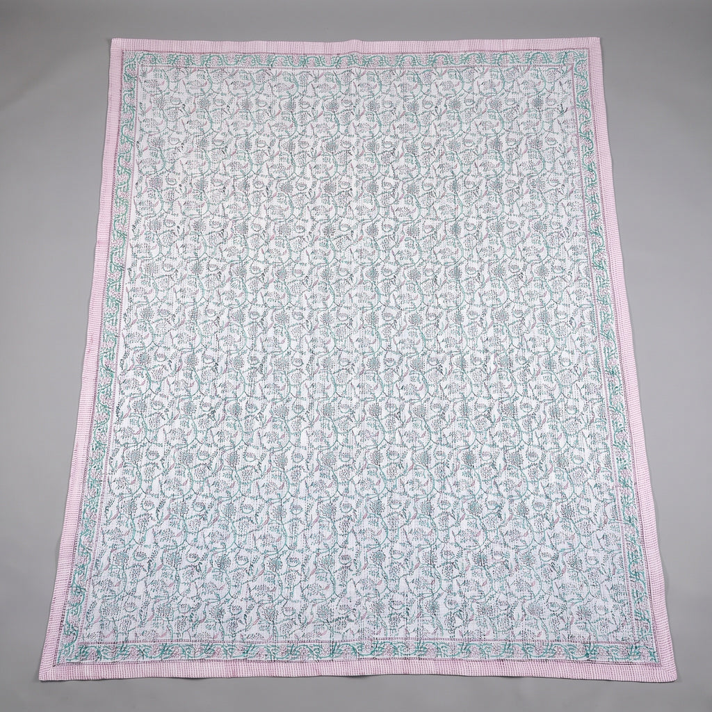 Heritage Indigo Handmade Kantha Queen bedspread