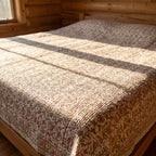 Azure Lotus Handmade Kantha Queen Bedsheet