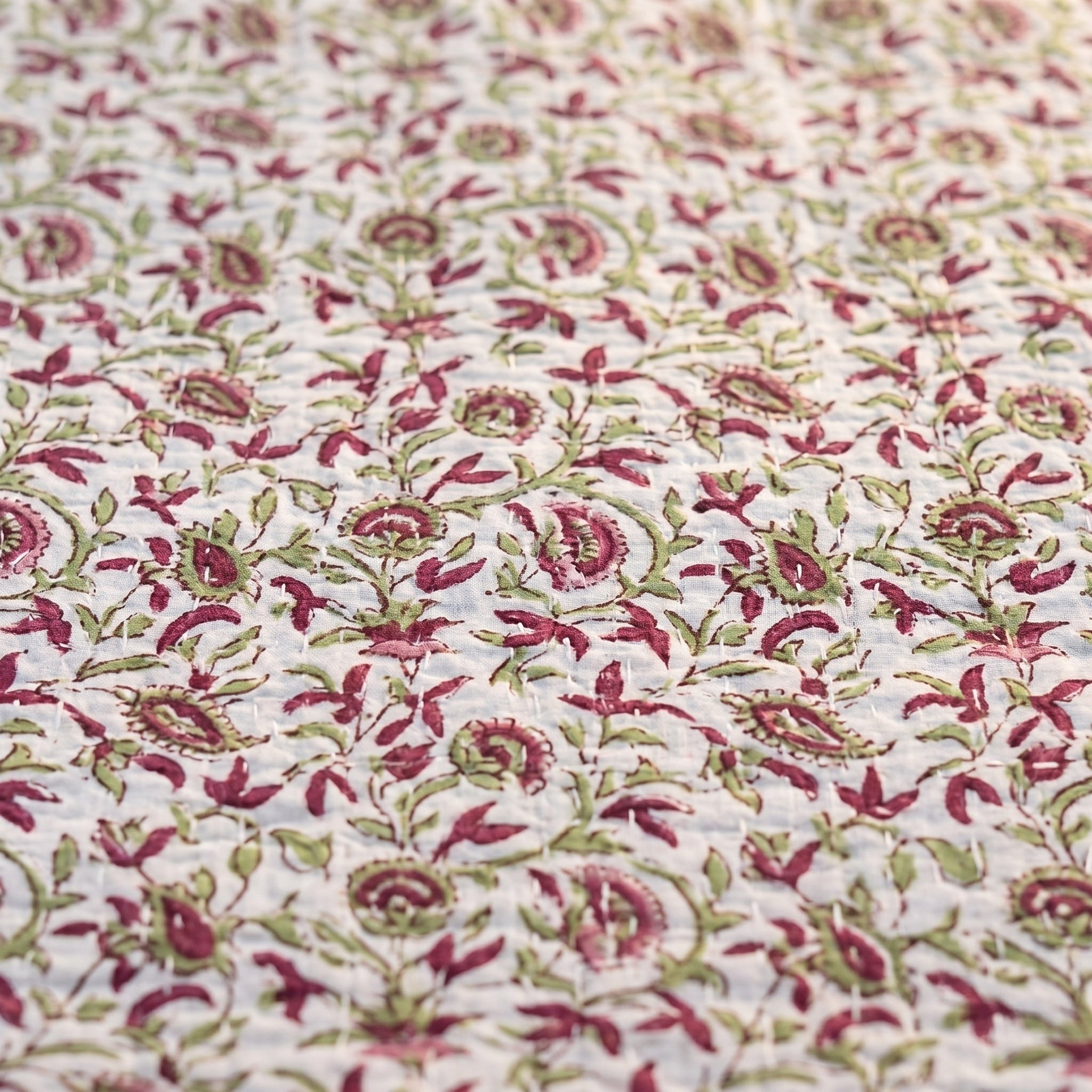 Azure Lotus Handmade Kantha Queen Bedsheet