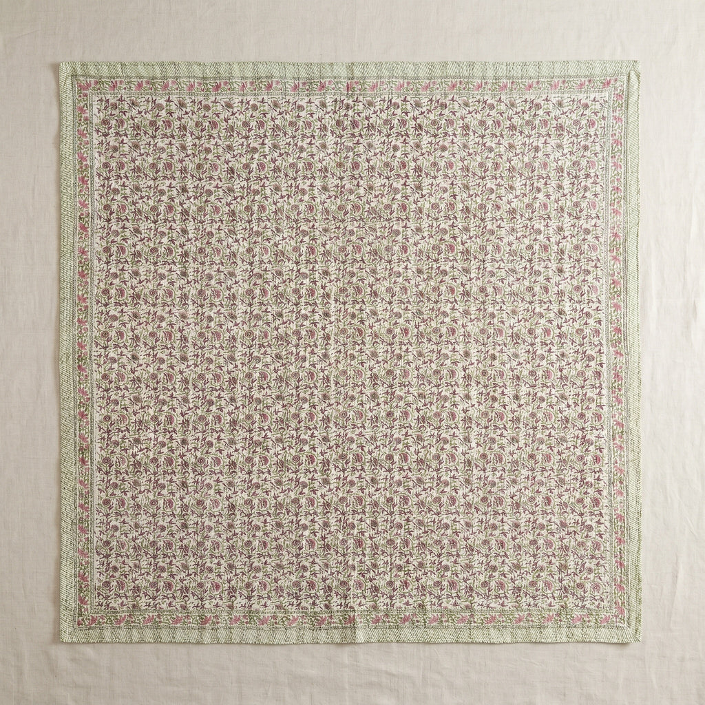 Azure Lotus Handmade Kantha Queen Bedsheet