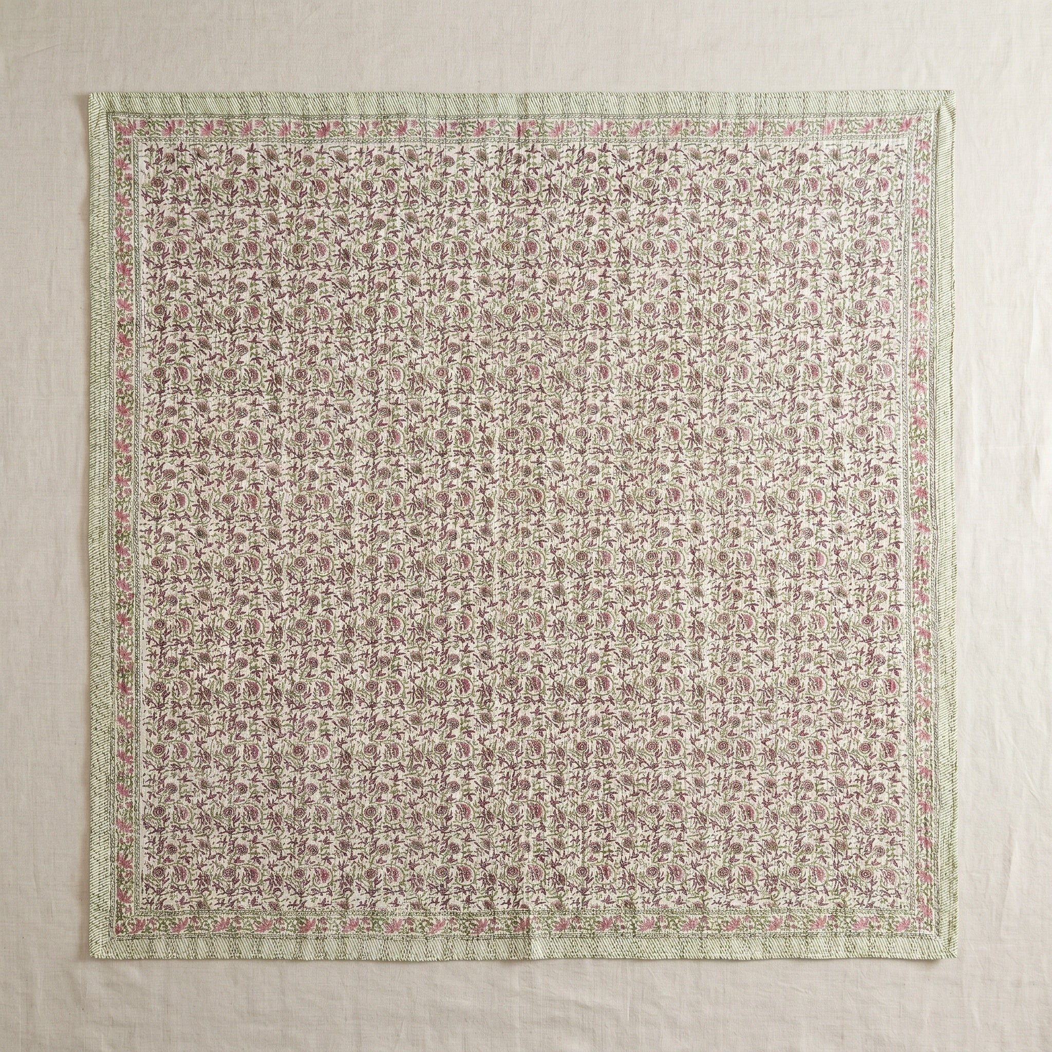 Azure Lotus Handmade Kantha Queen Bedsheet