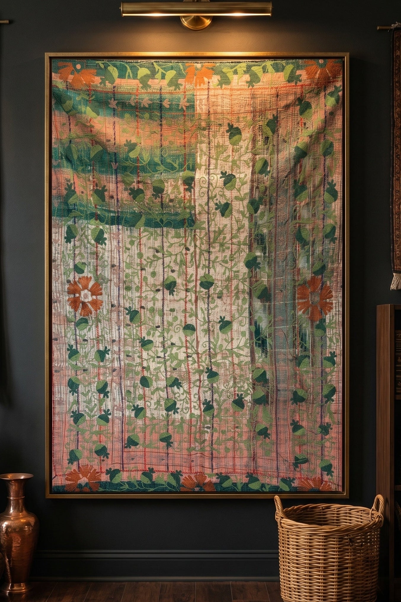 Soft Mist Luxury Vintage Suzani Kantha Throw