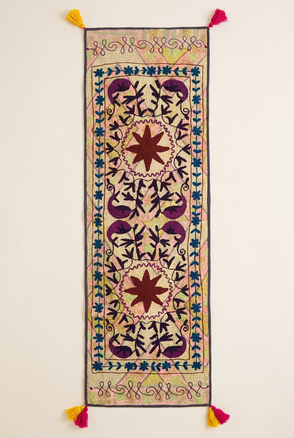 Meadow Song Exclusive Hand Embroidered Suzani Kantha Runner