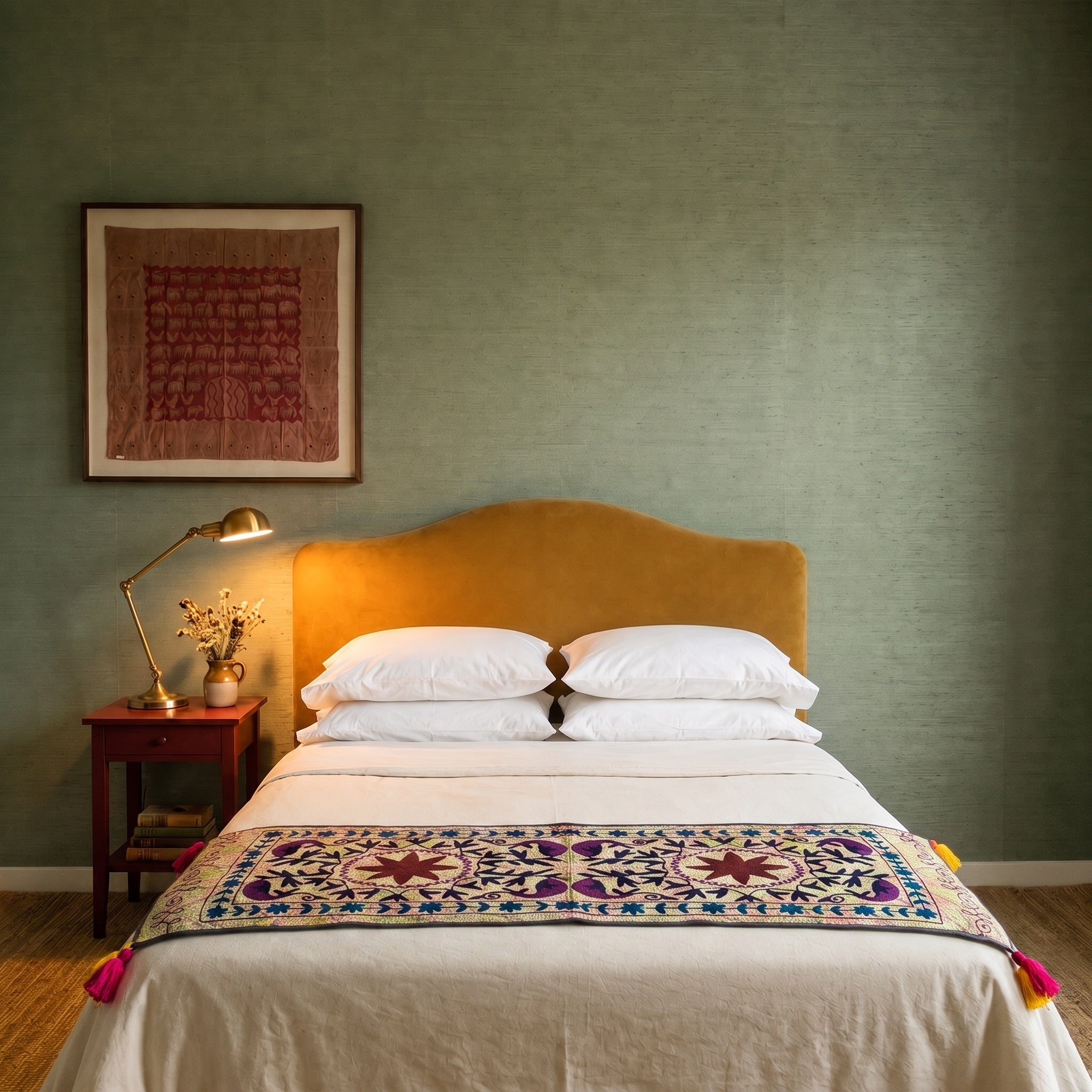 Meadow Song Exclusive Hand Embroidered Suzani Kantha Runner