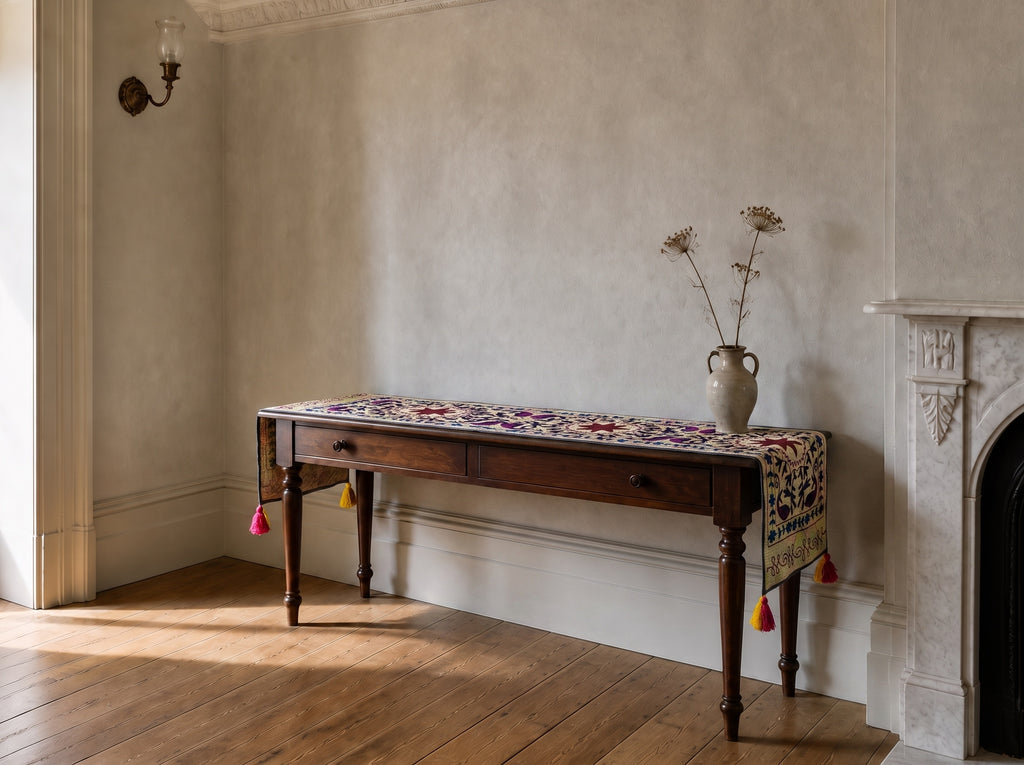 Meadow Song Exclusive Hand Embroidered Suzani Kantha Runner