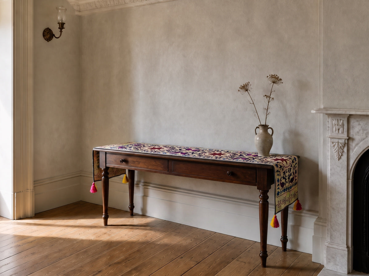Meadow Song Exclusive Hand Embroidered Suzani Kantha Runner