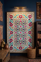 Bending Bough Hand-Embroidered Cotton Suzani Throw