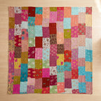 Aura Indigo Multicoloured patchwork Kantha Bedspread