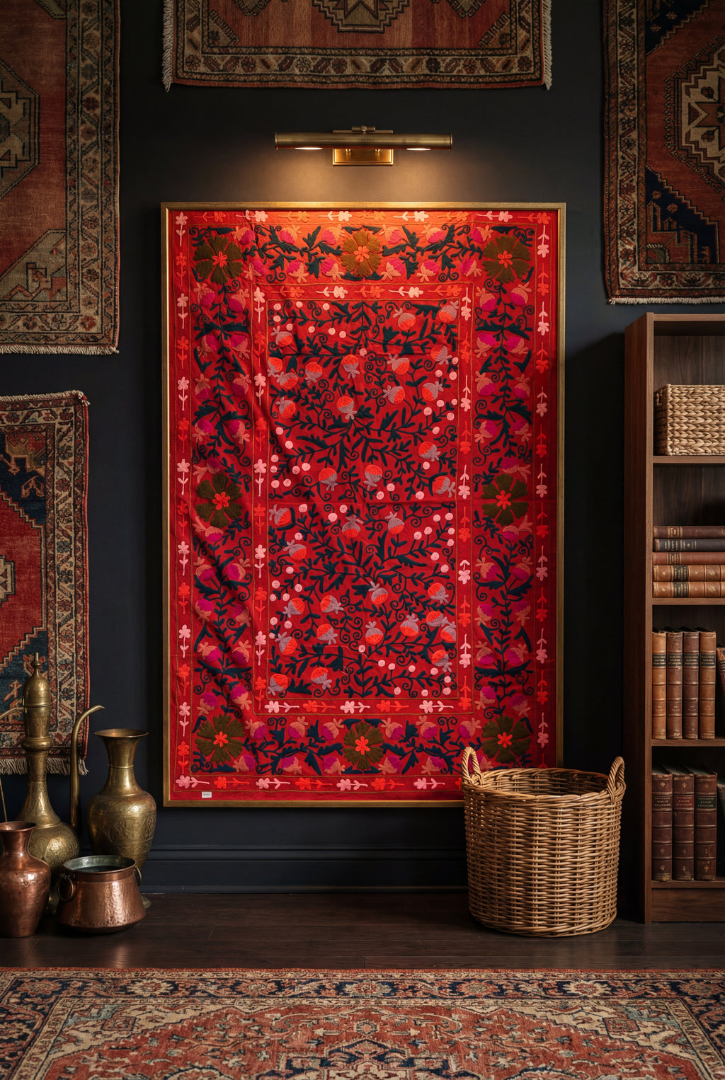 Blooming Petal Hand-Embroidered Cotton Suzani Throw