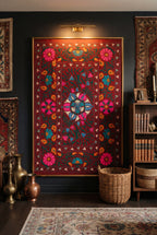 Shifting Sagebrush Hand-Embroidered Cotton Suzani Throw