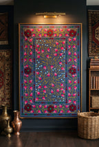 Pacing Pinewoods Hand-Embroidered Cotton Suzani Throw