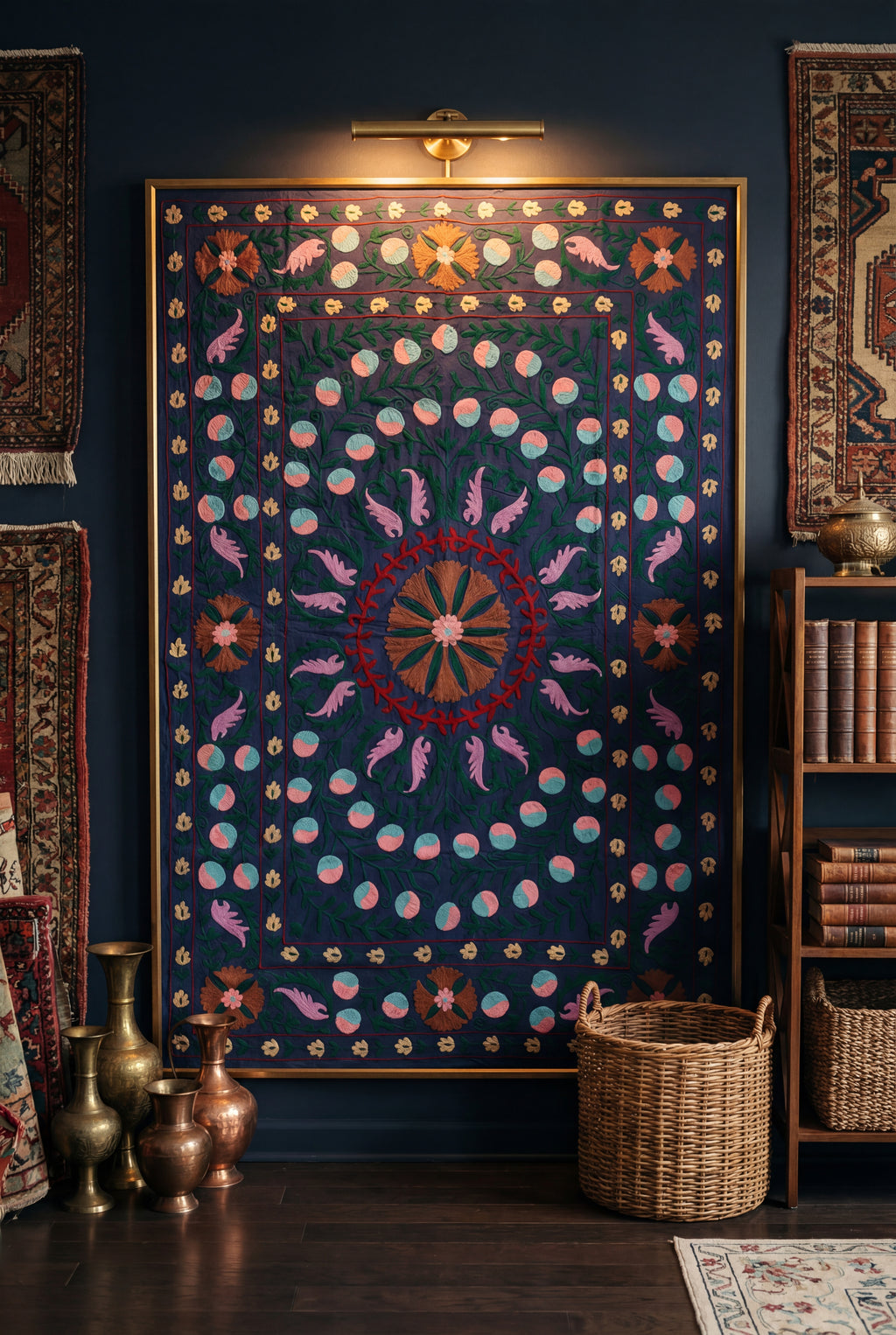 Passing Prairies Hand-Embroidered Cotton Suzani Throw