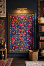 Stirring Stonescapes Hand-Embroidered Cotton Suzani Throw