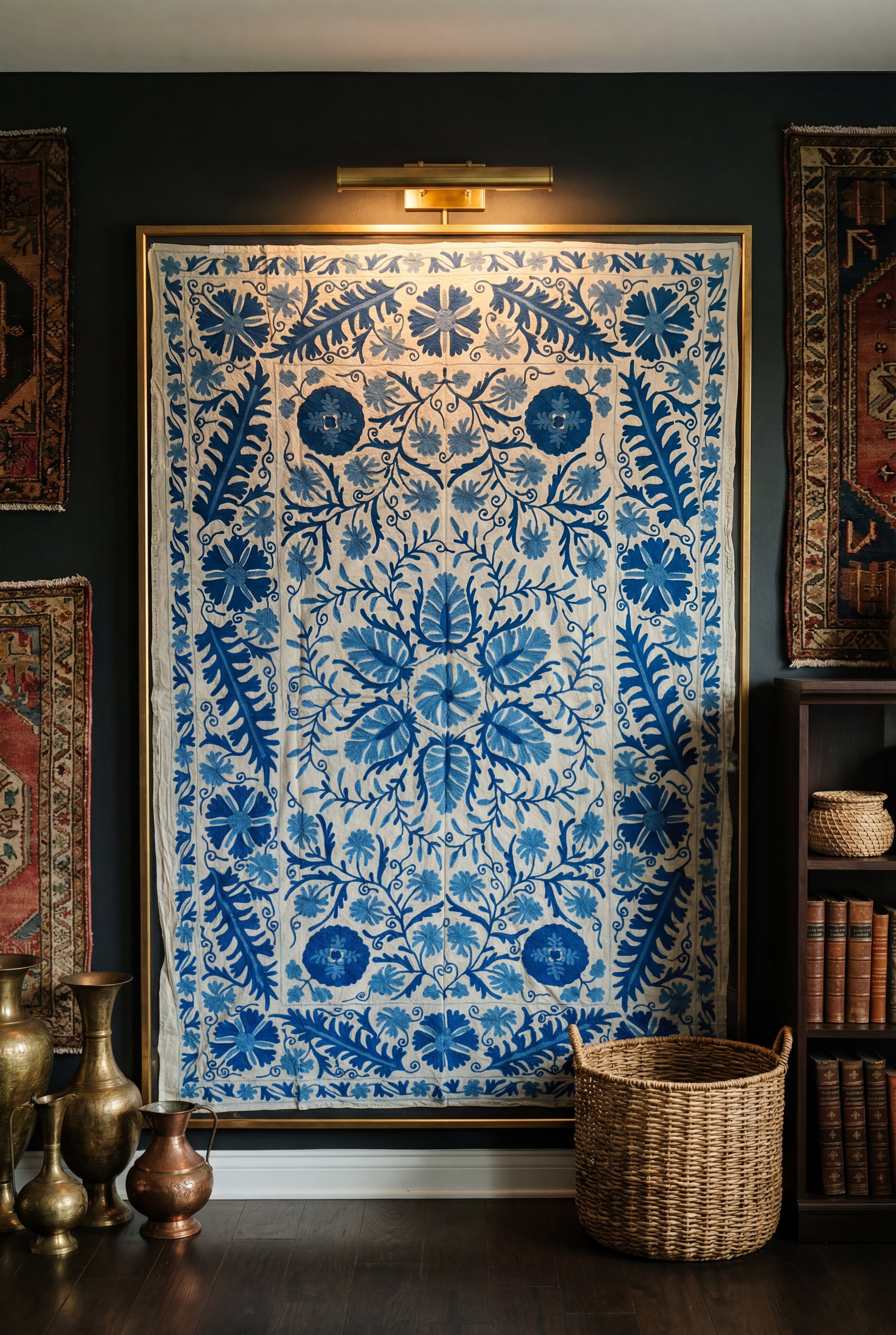 Wandering Dusk Hand-Embroidered Cotton Suzani Throw