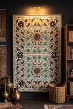 Wandering Lush Hand-Embroidered Cotton Suzani Stone Throw