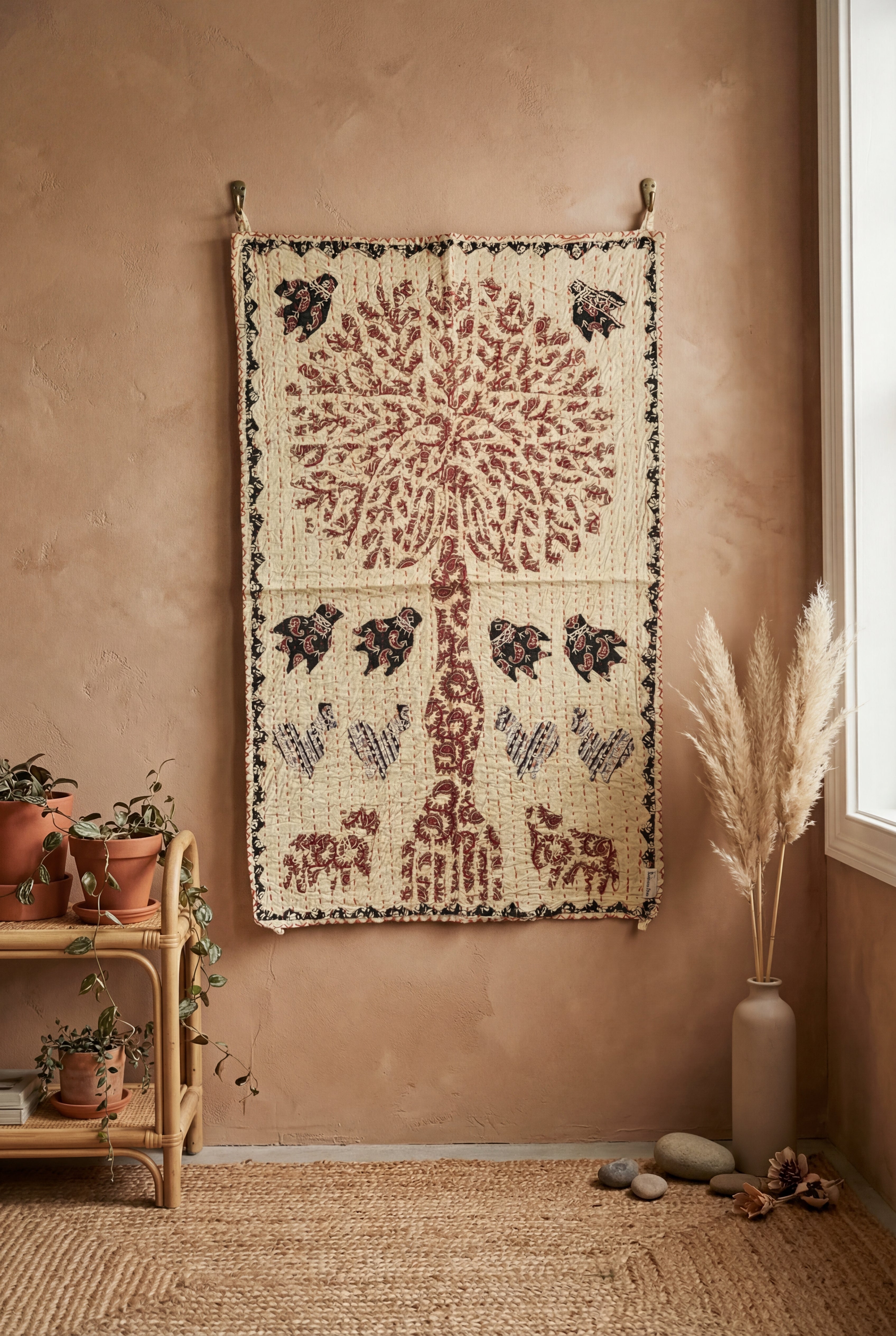 Olive Bloom Pure Cotton Artisan Wall Hanging