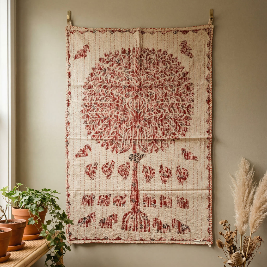 Big Indigo Ray Pure Cotton Artisan Wall Hanging