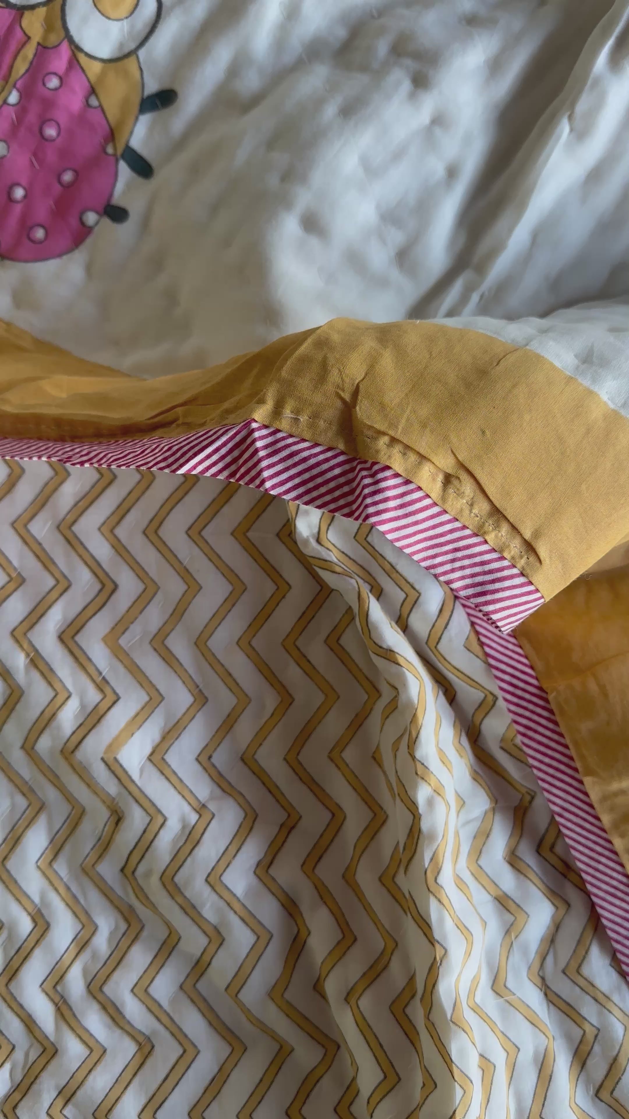 Beautiful Beetles - 100% cotton Hand Made Artisnal Baby Quilt