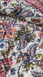 Mist Cobalt Handmade Kantha Bedspread