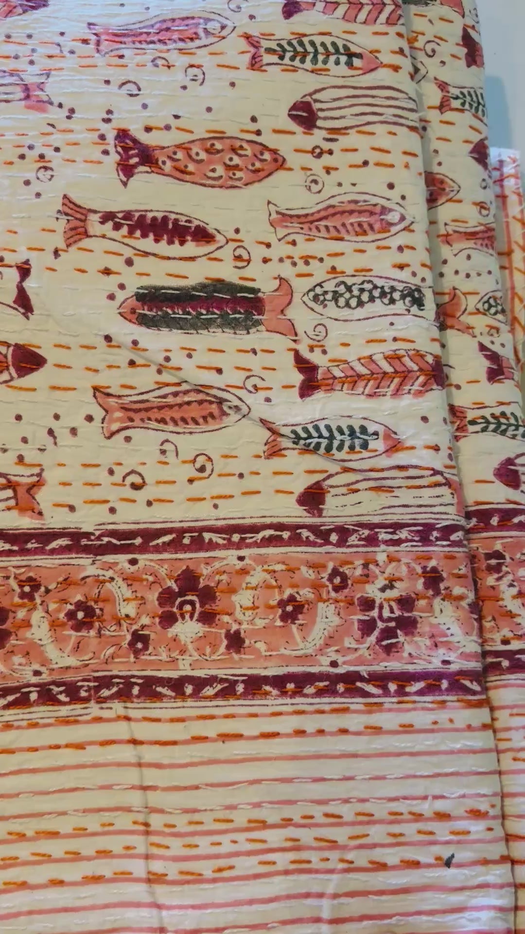 Mist Cobalt Handmade Kantha Queen Bedsheet
