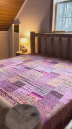 Silk Serene Cobalt Luxury Patola Kantha Bedspread
