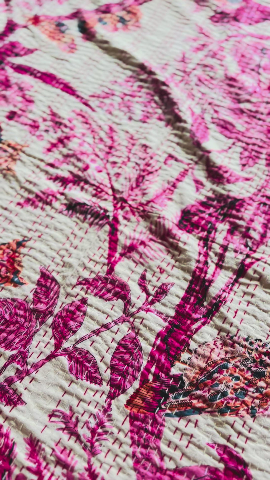 Lotus Petal Cotton Reversible Kantha Throw