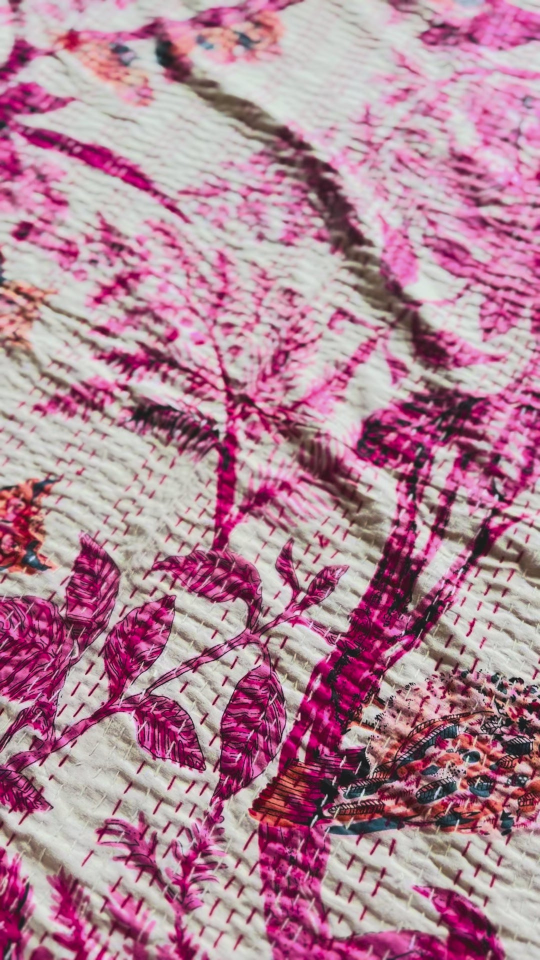 Lotus Petal Cotton Reversible Kantha Throw