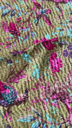 Lush Fern Cotton Reversible Kantha Throw