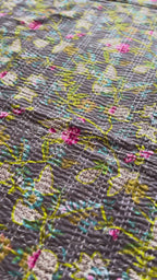 Sun Marigold Cotton Reversible Kantha Throw