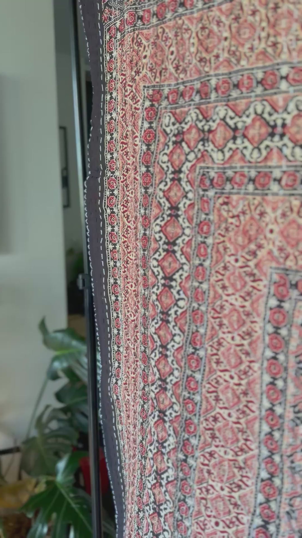Serene Mist Handmade Ajrakh Queen Bedspread