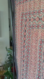 Serene Mist Handmade Ajrakh Queen Bedspread