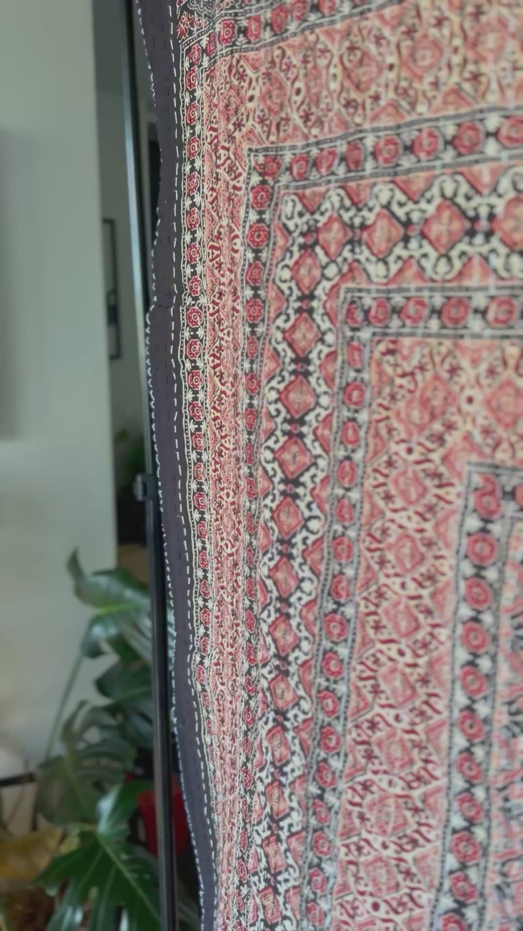 Serene Mist Handmade Ajrakh Queen Bedspread