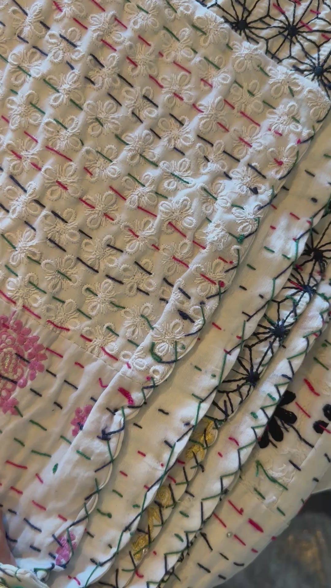 Gilded Indigo Luxury Patola Kantha Bedspread