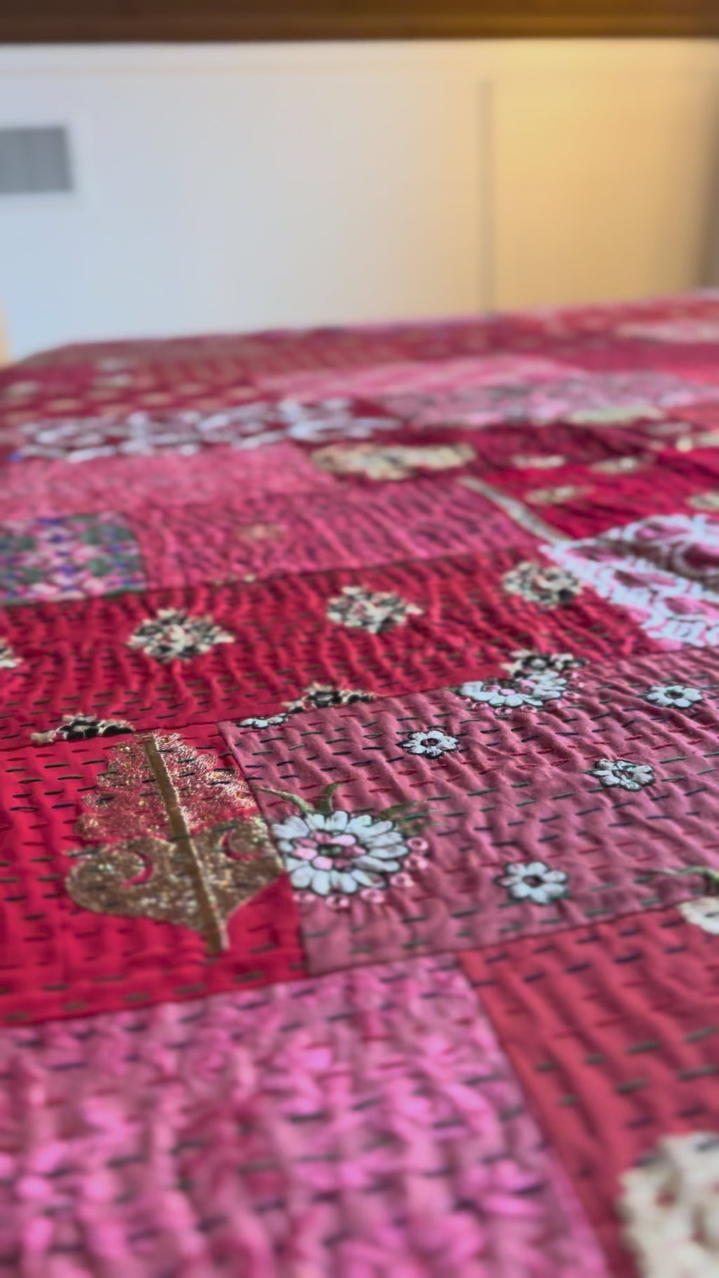 Serene Fern Luxury Patola Kantha Bedspread