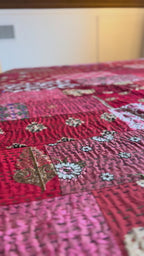 Serene Fern Luxury Patola Kantha Bedspread